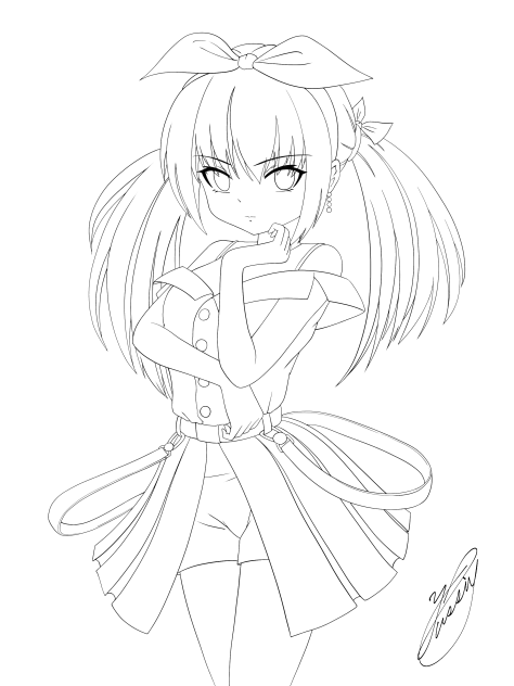 Thinking Girl（線画）