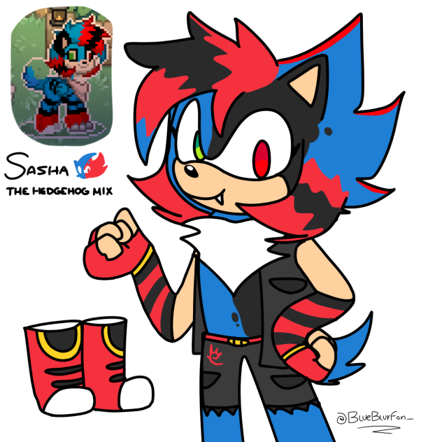 I drew my lil' sis sonadow fan child xD