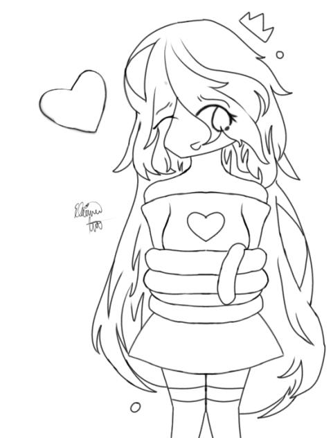 A Cute Girl in a Rope Lineart