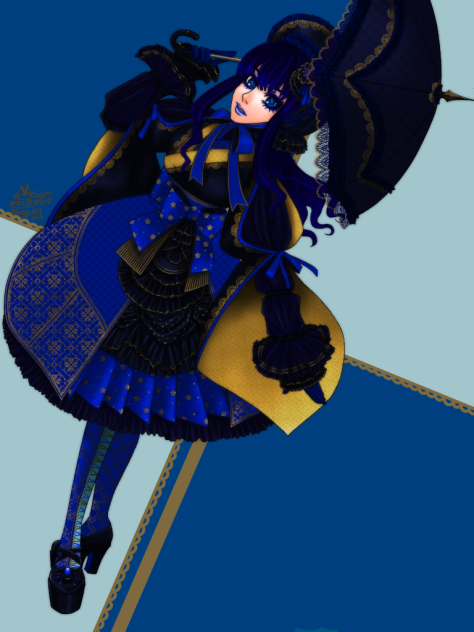 デジ絵0048：青の魔女