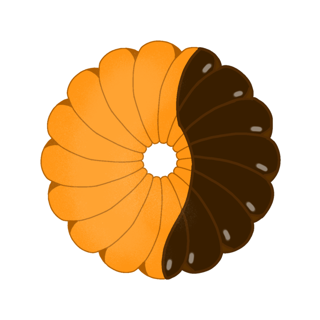 Half chocolate doughnut