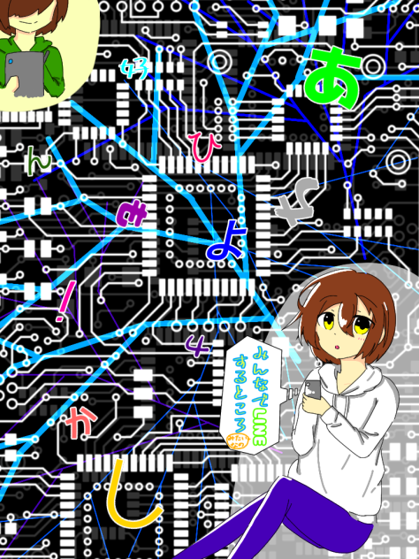 みんなでLINEするところ