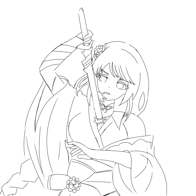 line art shogun raiden genshin impact