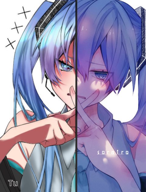 塗り絵　コラボ　初音ミク