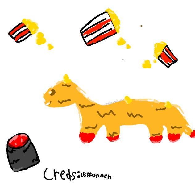 dino nugget with sauce boots and popcorn