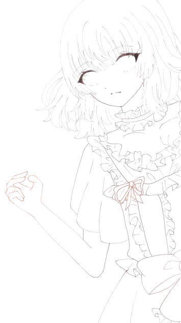 線画（花に囲まれていたいから）