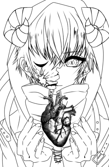 泣き虫悪魔 線画 微グロ注意