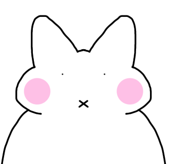 目を小さくして口をバッテンにしたうさぎを描きました