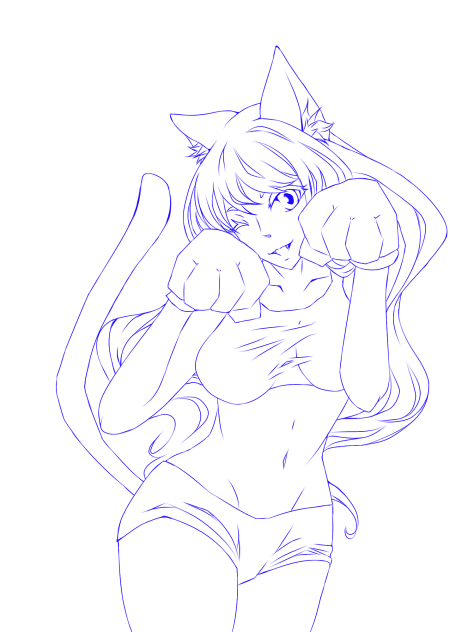 線画(キャットガール)
