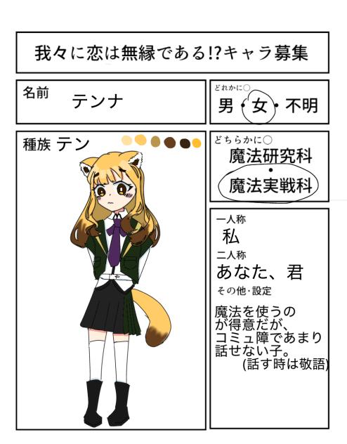 初めてのキャラ募参加