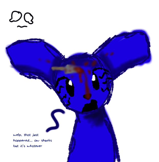 uh oes he got stabbed! wait- he's fine