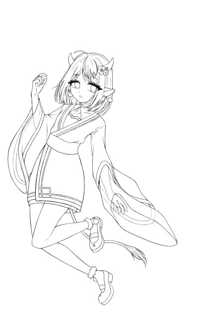 お丑ちゃん(線画)