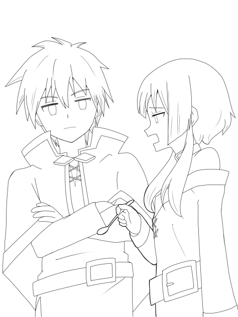 カズマとめぐみん線画