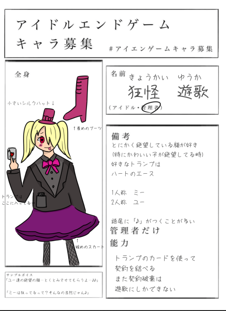 キャラ募集参加しました！