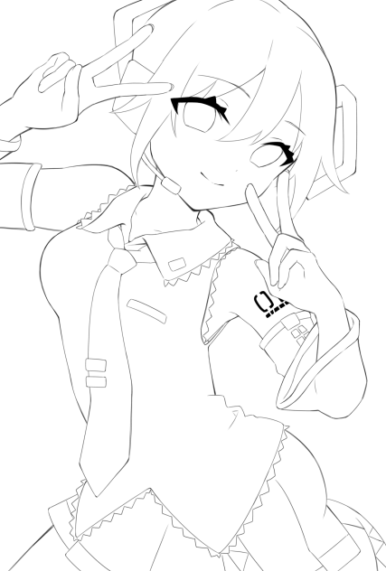 初音ミク　線画
