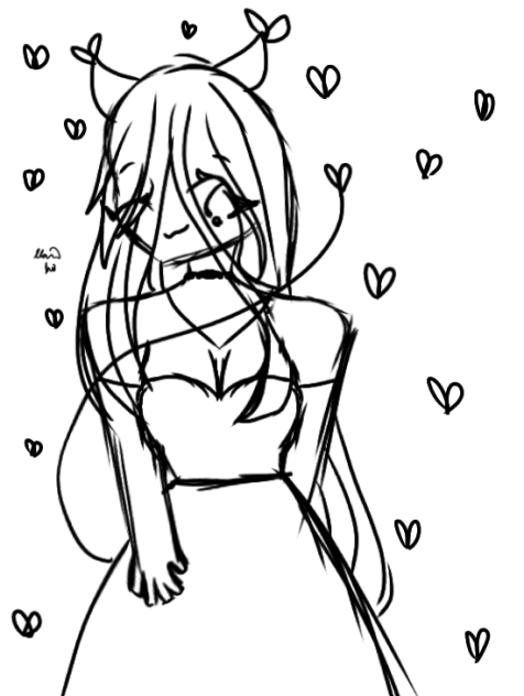 Girl with Horns if Hearts Sketch