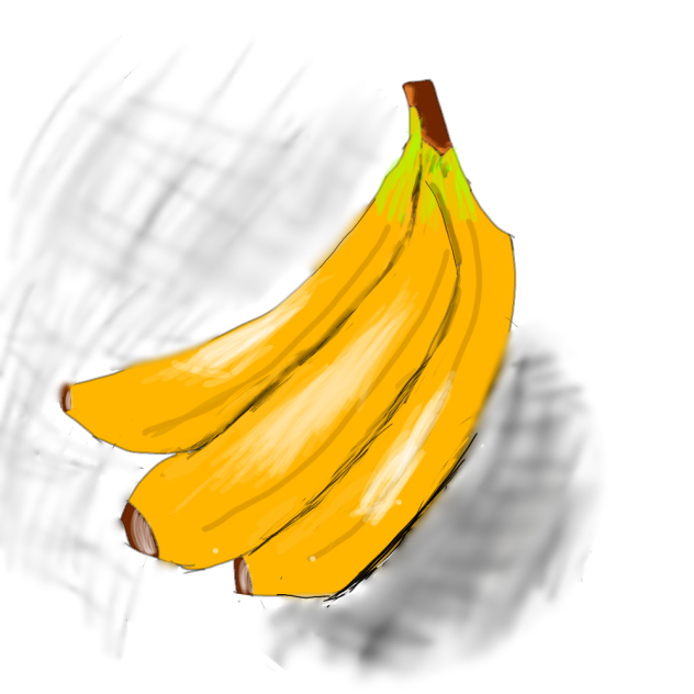ぼかし機能で影をつけたバナナ