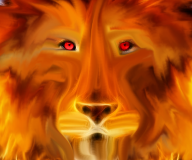 curious flame lion