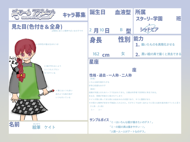 初キャラ募集！参加させていただきました！