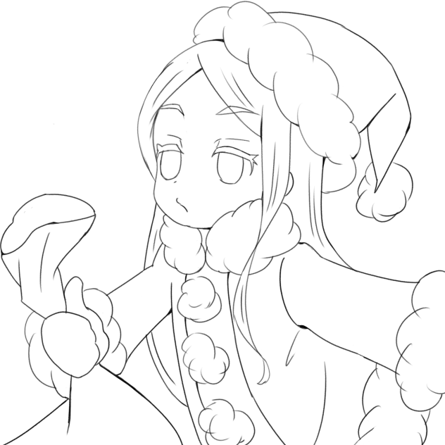 プレゼント持ってきたサンタ線画