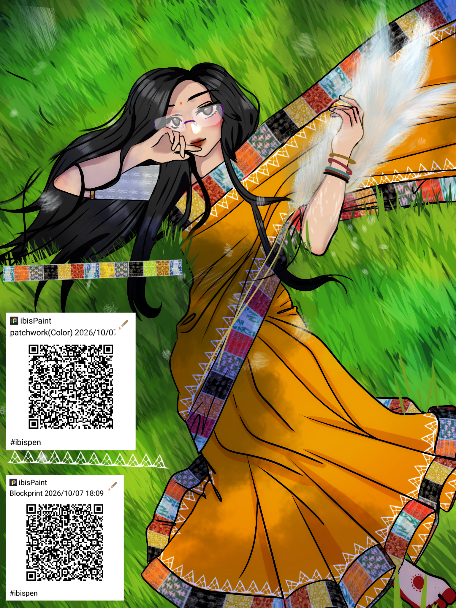 Patchwork and blockprint brush - ibisPaint