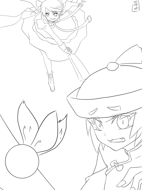 羽つき対決　ぬり絵