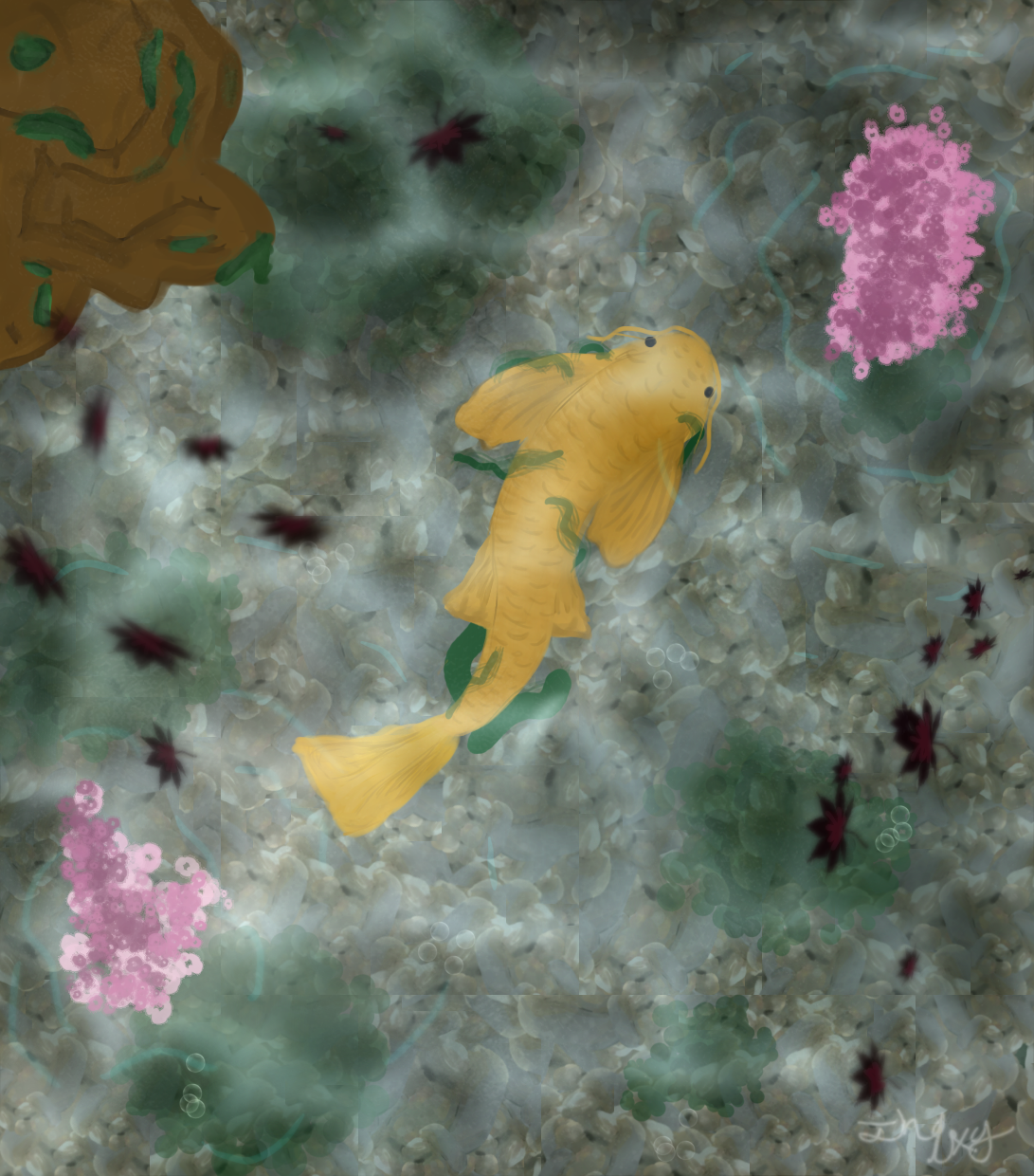 Koi fish in a pond - ibisPaint