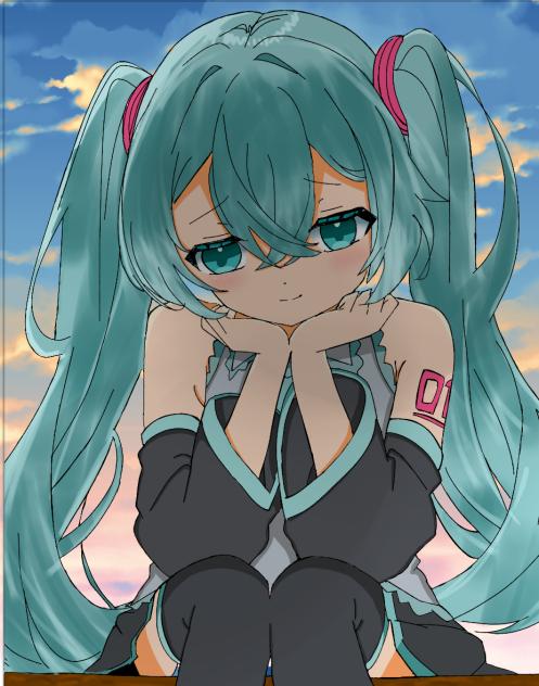 線画お借りしました！ミクﾁｬﾝ