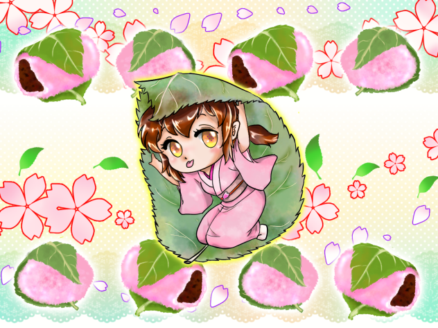 桜餅を擬人化してみた。