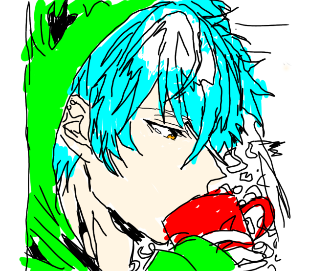 a anime boy drinking cofee - ibisPaint