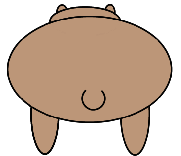 後ろ姿のクマのイラストを描きました(円定規・楕円定規・描画ツール使用)