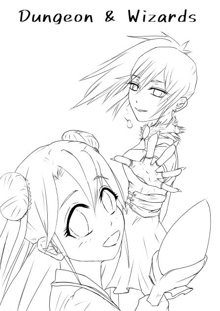 Dungeon & Wizards  表紙線画