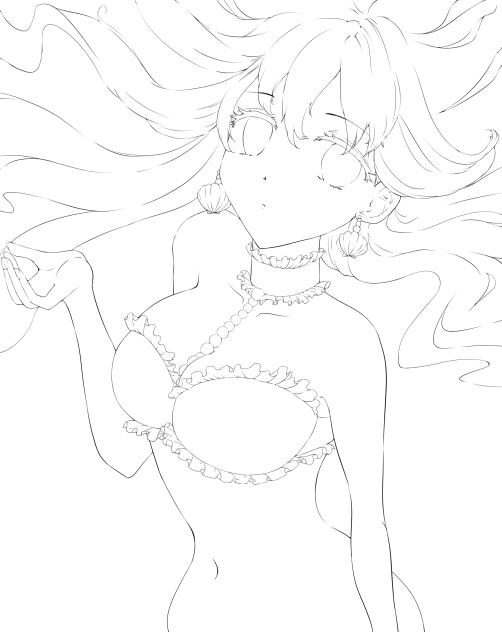 塗り絵用人魚ちゃん