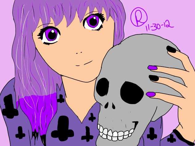 speed paint of a pastel goth anime girl