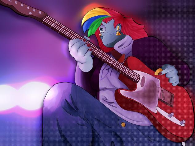 GT!Electracey playing guitar