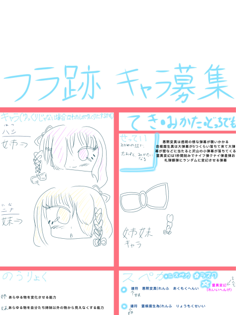 フラ跡キャラ募集！