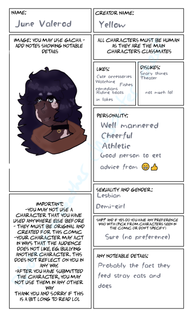 Character sheet for birds of a feather