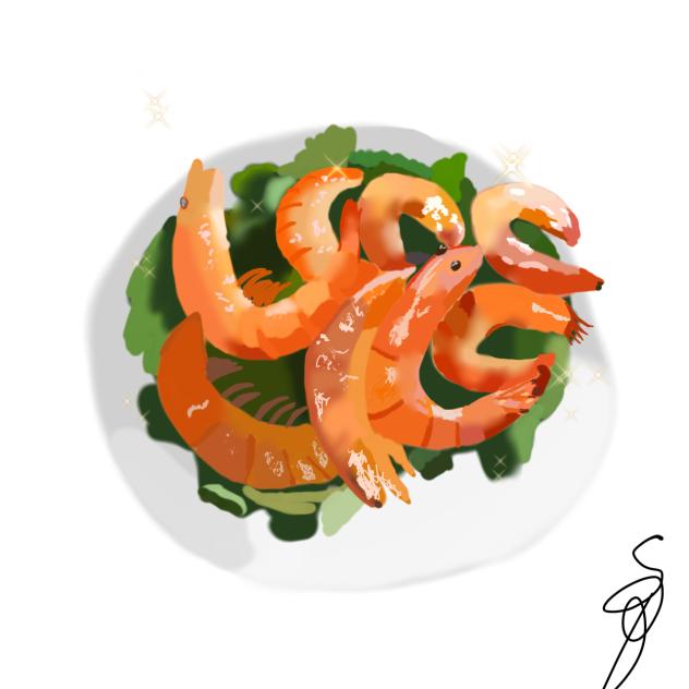 Shrimp and salad