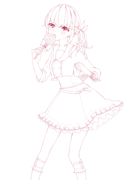 【線画】 女の子