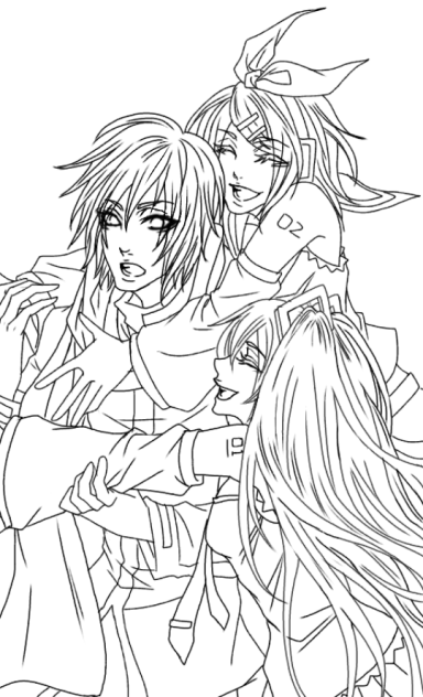 【線画】仲良し兄妹