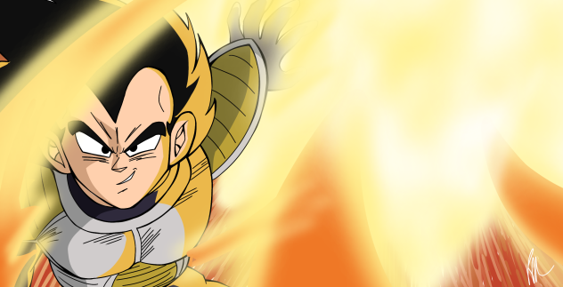 Vegeta Swiping energy blast away