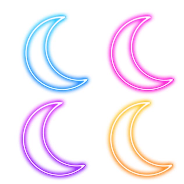 Crescent moon neon icon