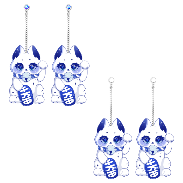 maneki neko ear rings