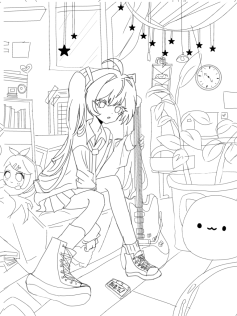 ✨💙Miku miku 💙✨(line art)