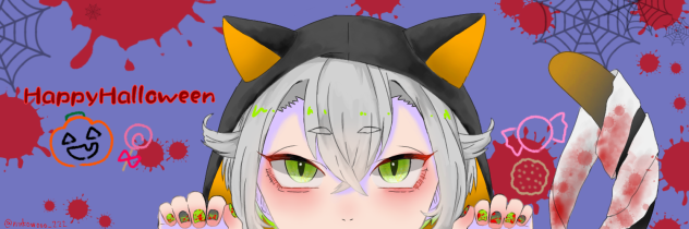 Twitterのヘッダー用ハロウィンイラスト 黒猫蛍丸 Ibispaint