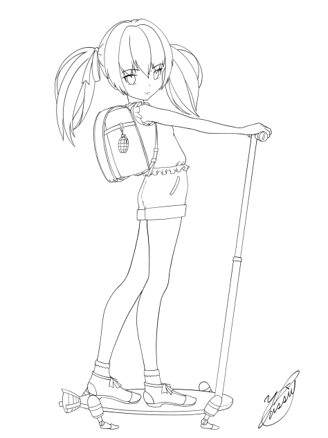 Automatic walker for school（線画）
