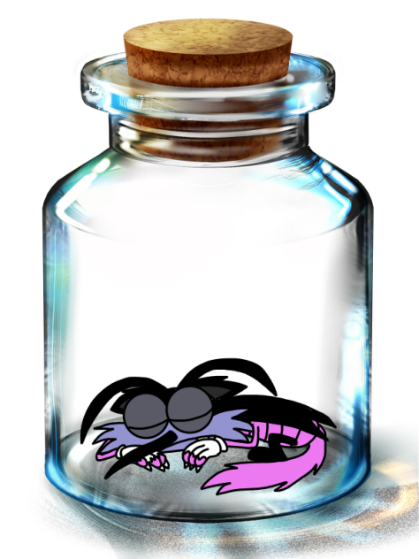 Sleeping Wereroach Joey in a Bottle