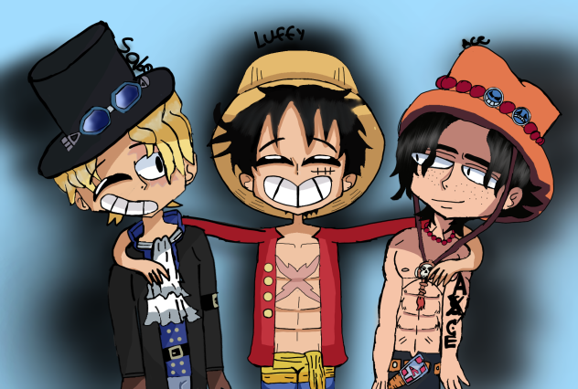 Sabo,luffy,ace rubber hug!!!