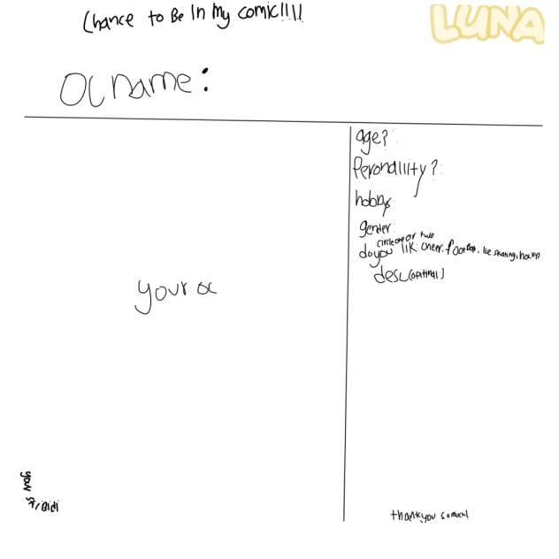 Your chance to be in my comic!