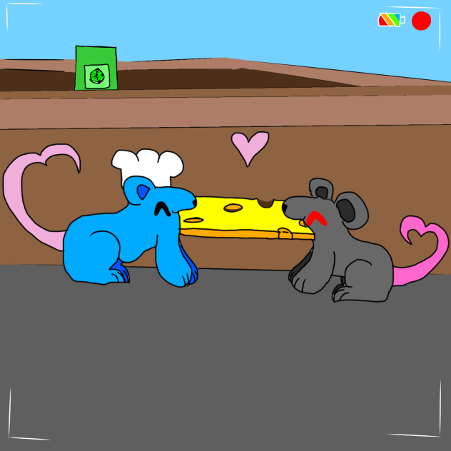 Beautiful rats eating cheese together ;3